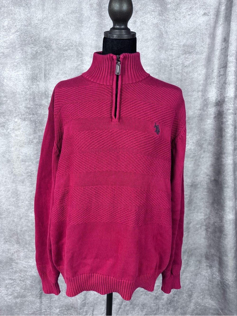 U.S. Polo Assn. Men's Half-Zip Sweater - Raspberry